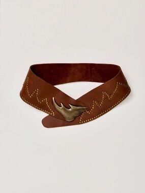 Free People Leather Adorn Waist Belt in Suede Cognac Brown. Size XS/S. NWT.